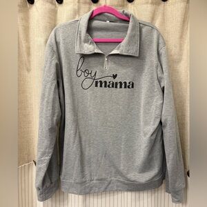 Gray 'Boy Mama' Quarter-Zip Sweatshirt